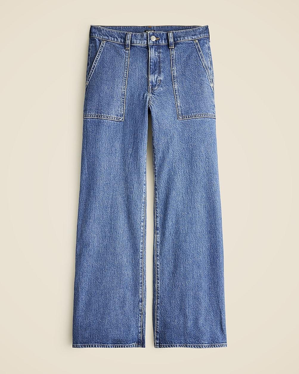 Camp-pocket wide-leg jean