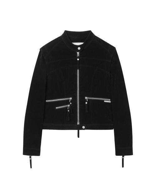 NON COLLAR SUEDE JACKET(W) BLACK