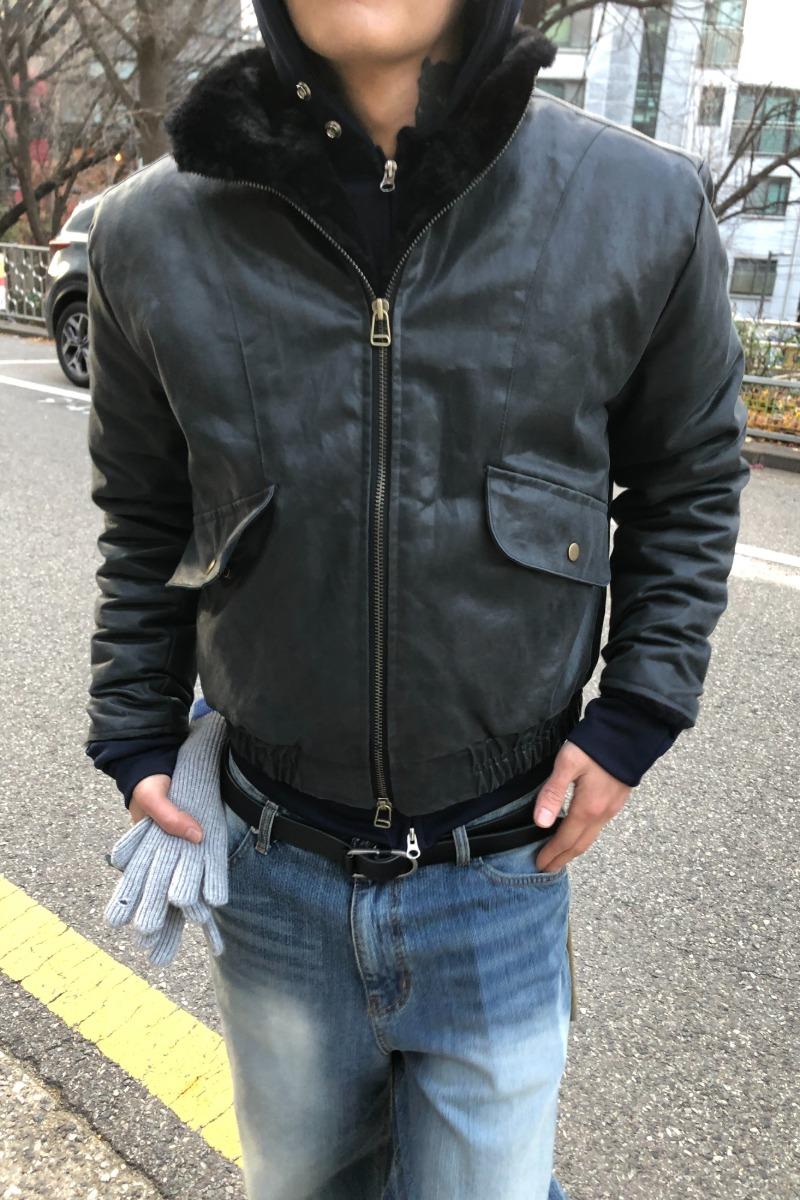 Dui crack leather fur mustang (2color)