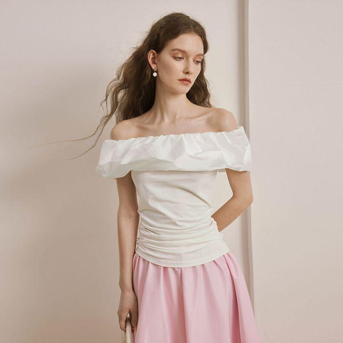 YY_Ruffle straight slim top