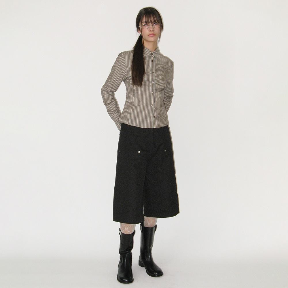 Fitted Stripe Shirt (BROWN)