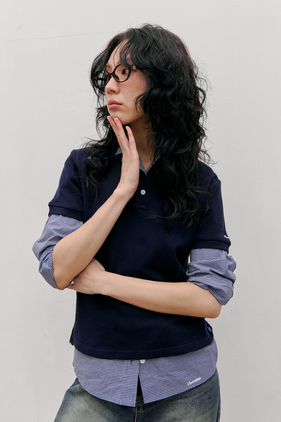 80s LAYERED POLO SHIRTS_NAVY