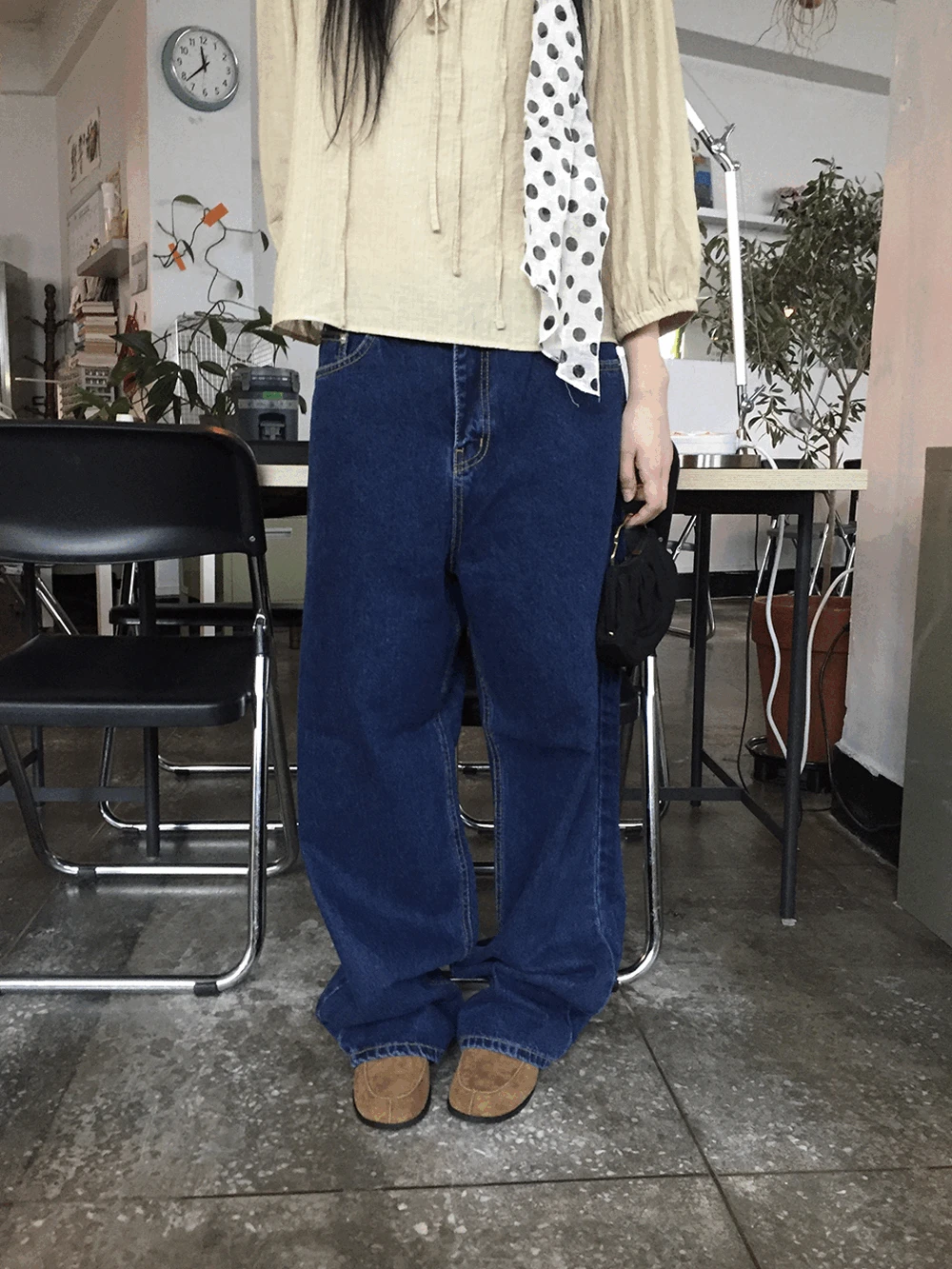 볼즈 스티치 루즈핏 데님팬츠 (2c)