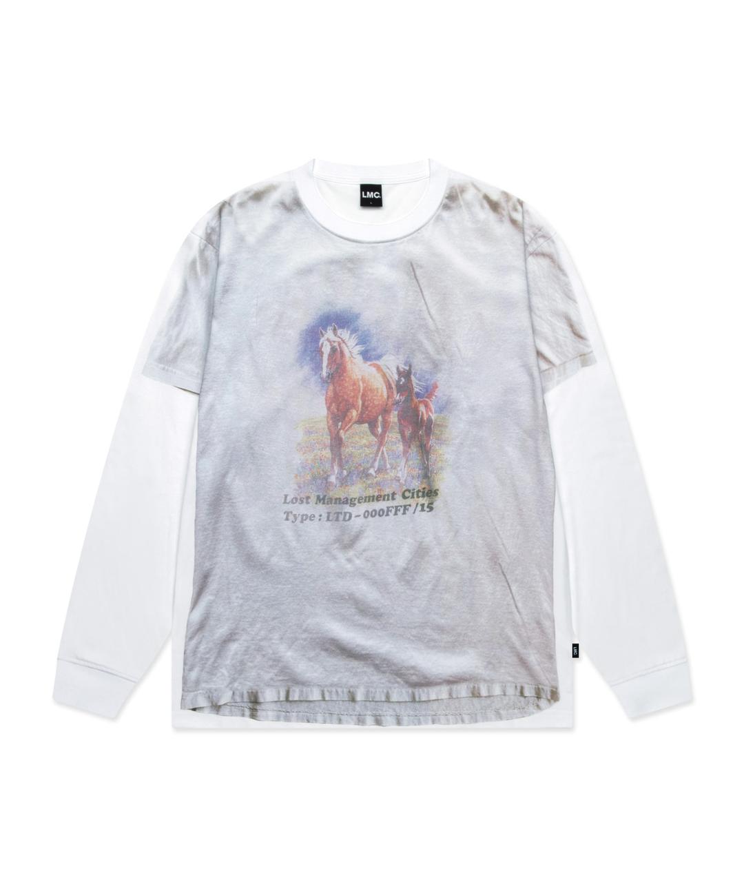 TROMPE L OEIL LONG SLV TEE gray