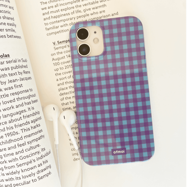 [phone case] vintage purple check