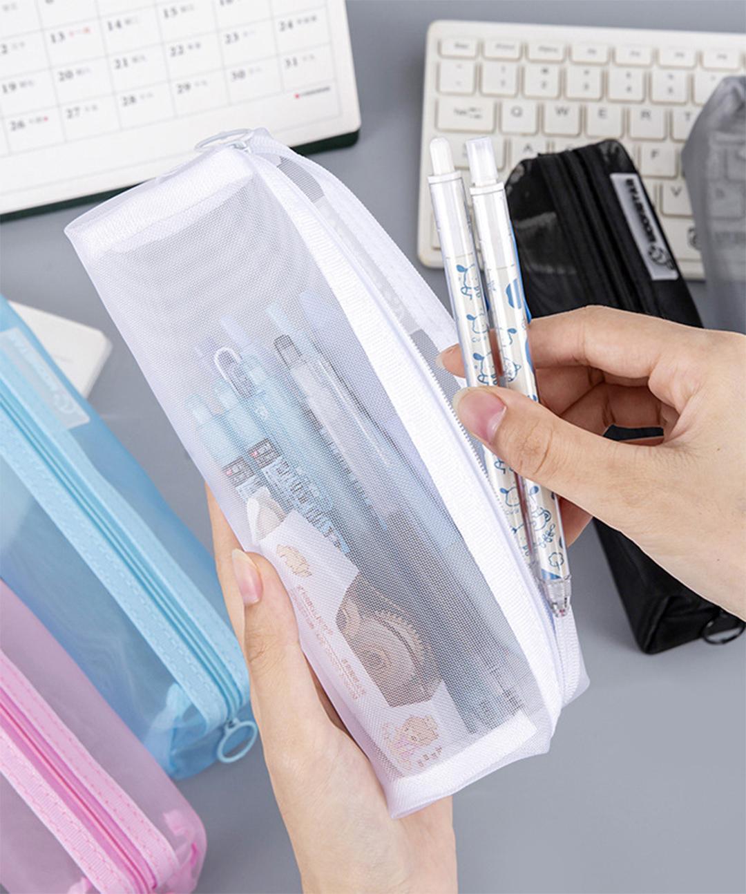 [당일출고/1+1]메쉬 망사 필통 펜슬 파우치 펜케이스 대학생 고등학생 새학기 심플