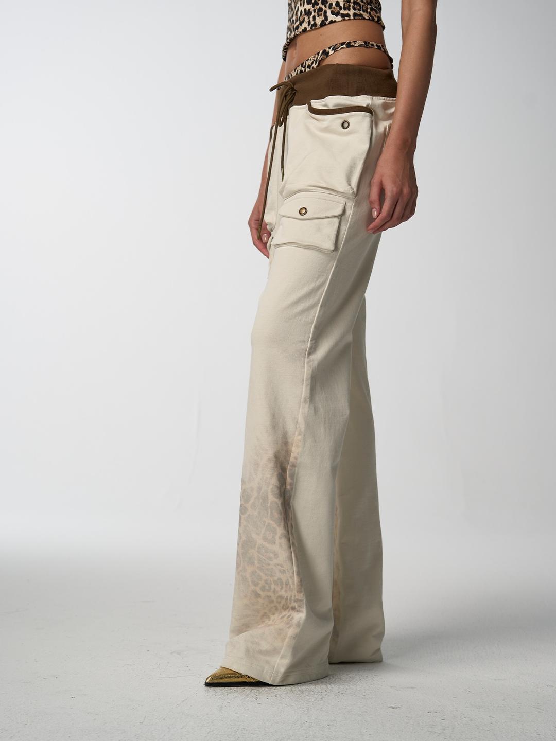 no E mosen Leopard contrast straight sweatpants