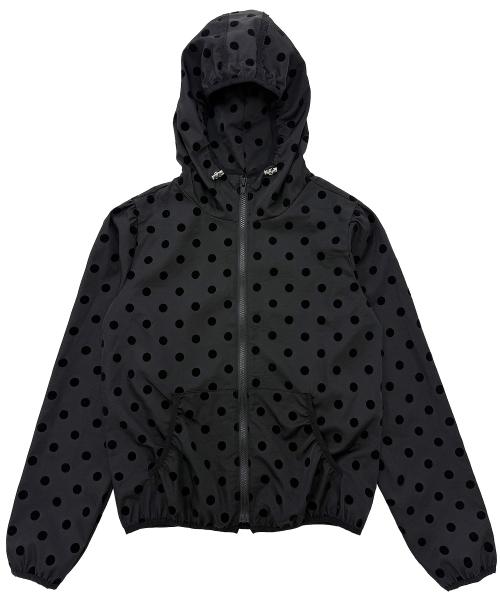 스푼 도트 셔링 후드 윈드브레이커_블랙