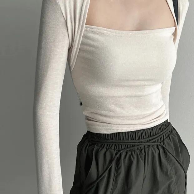 볼레로 슬림 긴팔 티 .A4817 (3color)