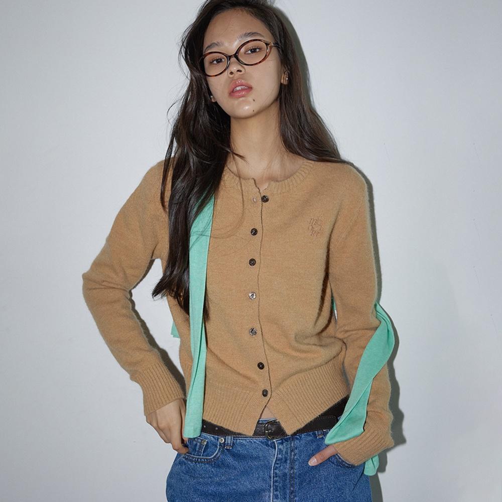 BASIC WOOL KNIT CARDIGAN WARM BEIGE