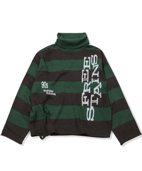 Free Stains Damage Sweater(GREEN)