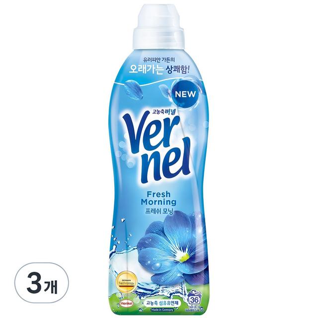 버넬 고농축 섬유유연제 프레쉬 모닝 본품, 900ml, 3개 - 액체섬유유연제 | 쿠팡