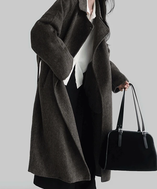 로이타 오버핏 울 더블 롱 코트