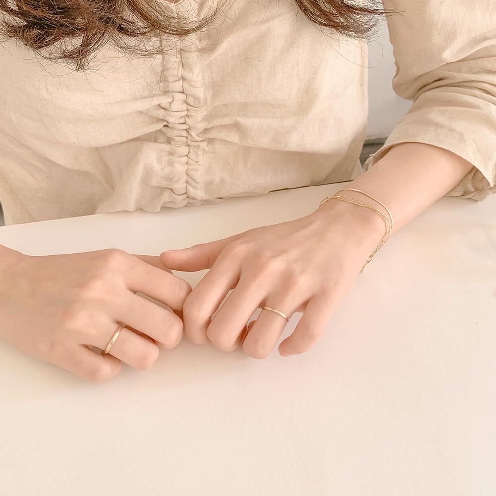 프릿 14k 빈티지 심플 골드 링,무광 레이어드 반지