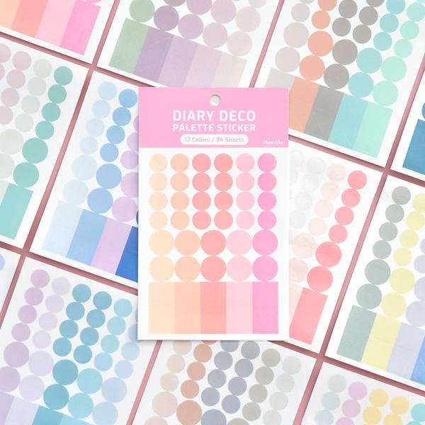 다이어리 데코 팔레트 스티커팩 닷-12종 24매 세트