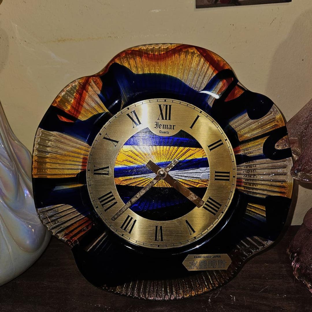 80s 카메이 아트글라스 금붕어 탁상&벽시계 | 후루츠패밀리