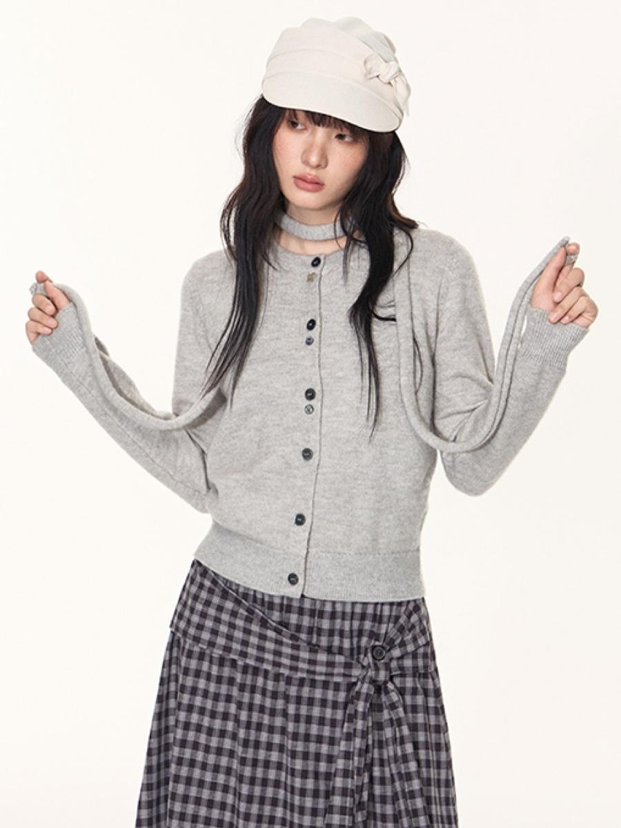 TAKEANAP Fun Button Knit Muffler Cardigan (2color)