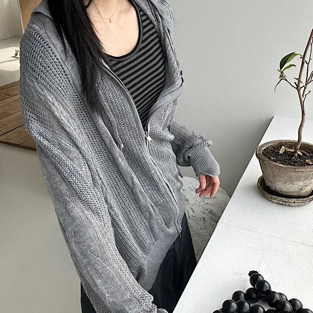 (신상/인기) 부들 꽈배기 니트 후드집업 4color