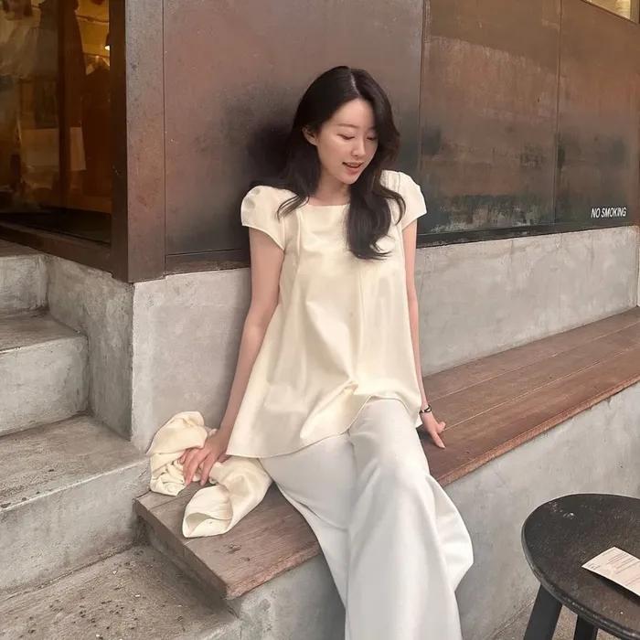 (12차 리오더) boat neck overlap blouse_cream (2 SIZE)