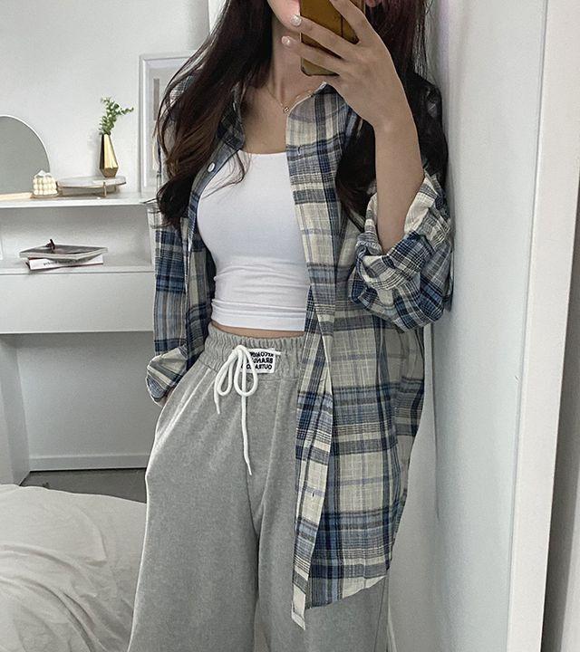 *탄탄/넉넉한사이즈* 루빈 간절기 오버핏 체크 남방