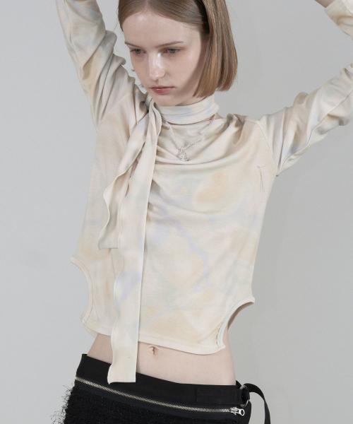 Marbling Cut Out T-Shirt [Yellow]