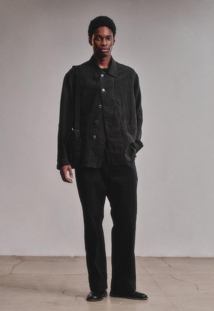 Linen French Work Jacket_Black