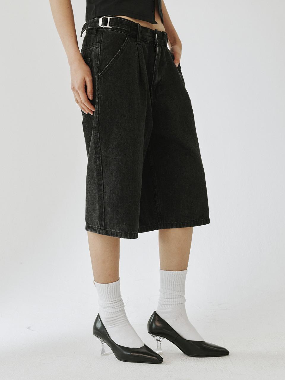 [PLZPROJECT]SIDE ADJUST BERMUDA SHORTS, BLACK