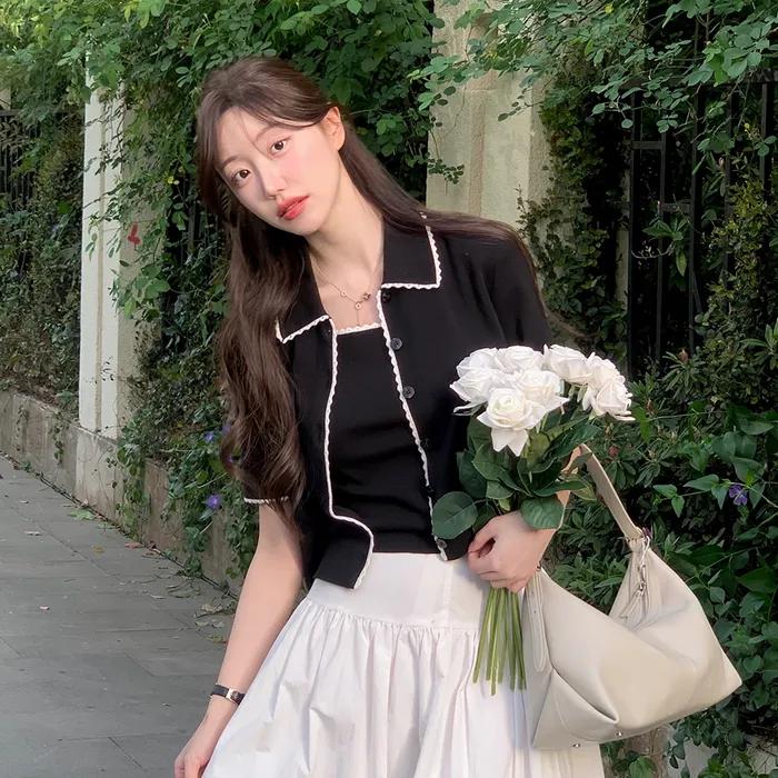 프릴 패턴 하프슬리브 가디건_4color