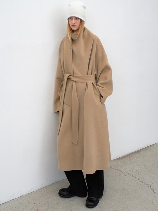 DRAPE SCARF WOOL HANDMADE COAT (CT-1459)