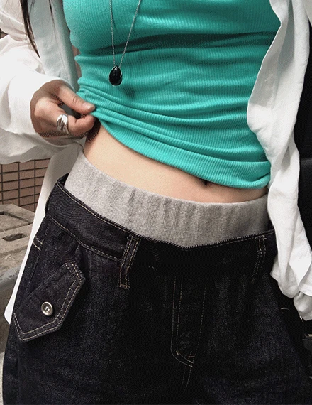 [논페이드/핏예술✨] 테즐크 밴딩 레이어드 새깅 와이드 데님 팬츠