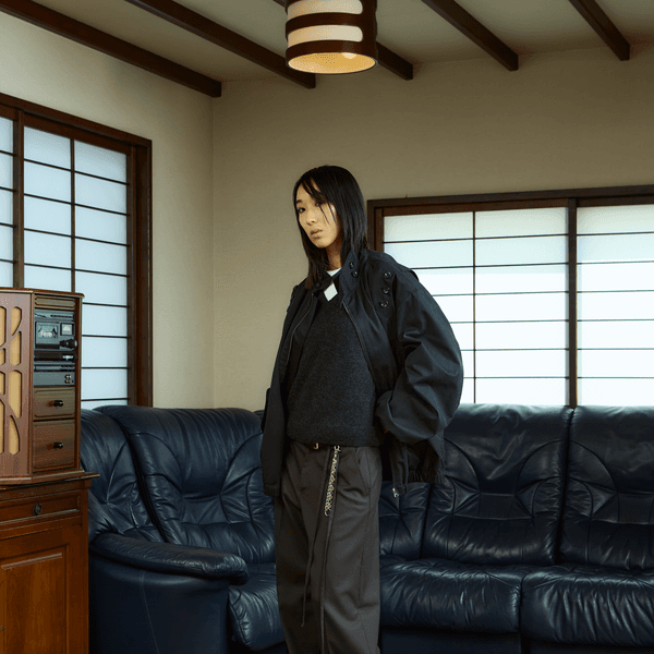 BUTTONED HARRINGTON JACKET (BLACK)