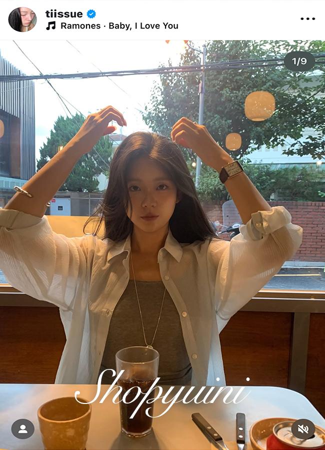 유이니 [MADE] Osly sheer shirt (4color)