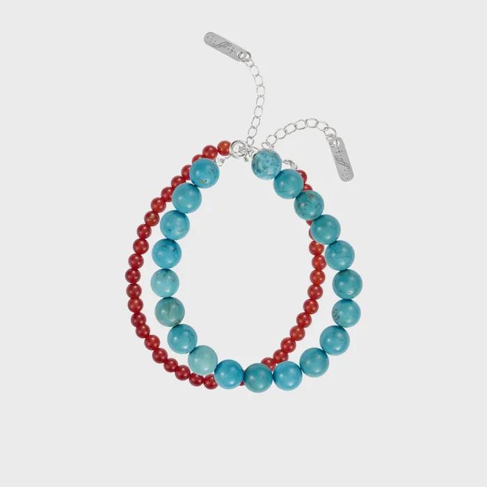 [silver925] gem duo bracelet-red blue