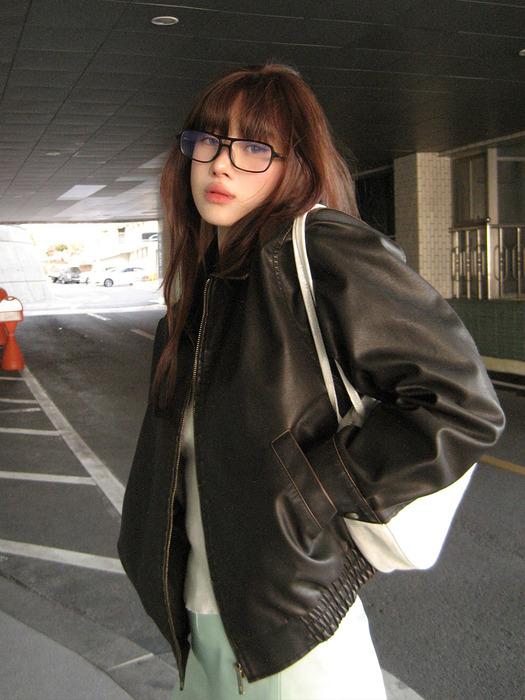 NOTTINGHILL Washing Faux Leather Bomber(노팅힐)_DARK BROWN