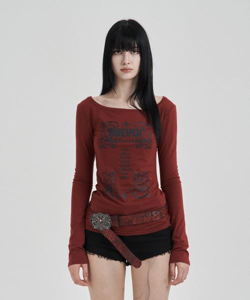 Dark red Bohemian graphic longsleeve