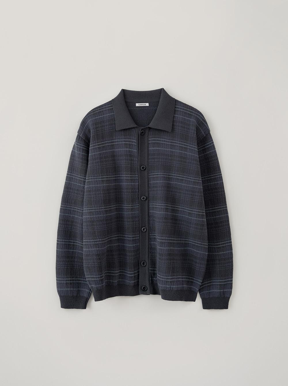 CHECKED PATTERN CARDIGAN_BLUE