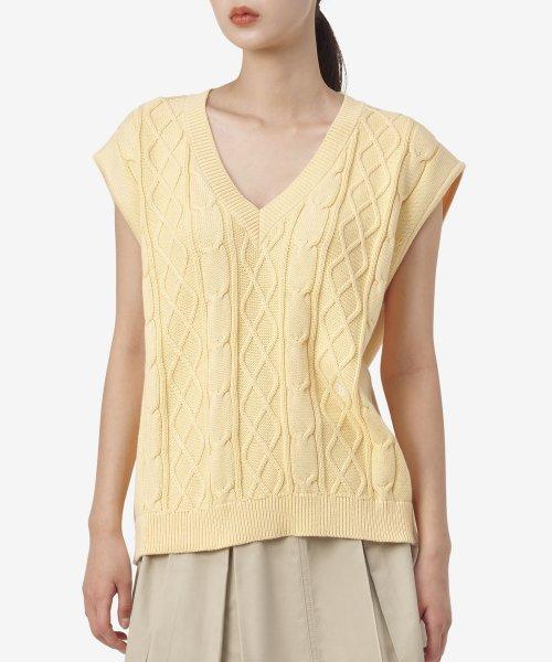 SRC 케이블 니트 베스트 - 아몬드 / WS921AL