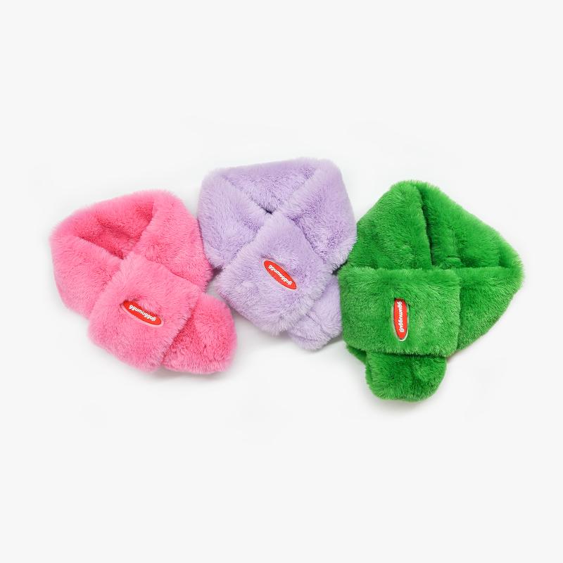 꾸무꾸지 똑딱 퍼 머플러 - 핑크, 그린, 퍼플