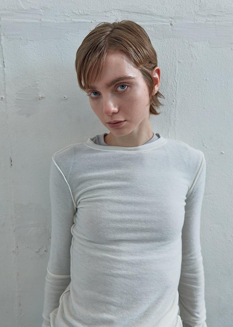 INSIDE OUT LONG SLEEVE TOP IN IVORY