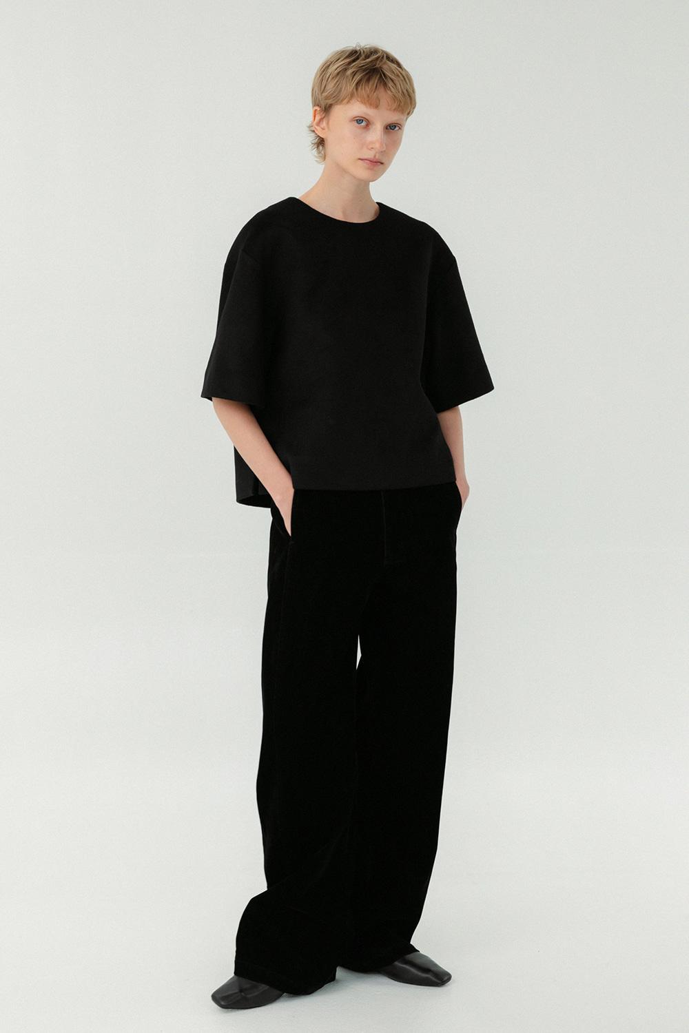 Velvet Curved Pants_Black