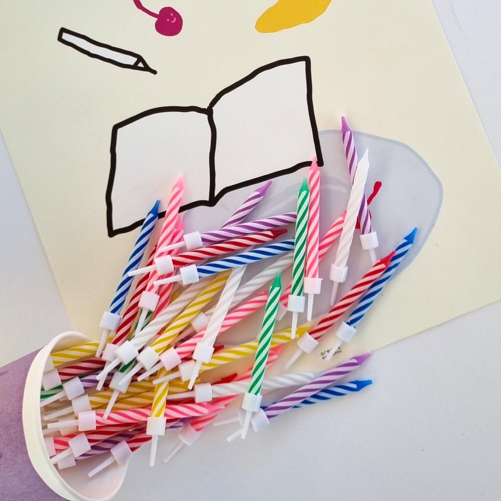 케이파티 클래식 미니 레트로초 생일초 케이크초 리필 (10개입)