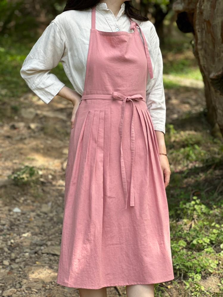 natural pink pleats skirt apron 내츄럴핑크 플리츠스커트 에이프런