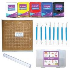 스컬피 초보세트/폴리머클레이 5색+도구 8종+보관함+설명서