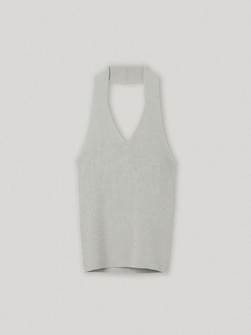 Irony Halter Neck Knit Muted Gray