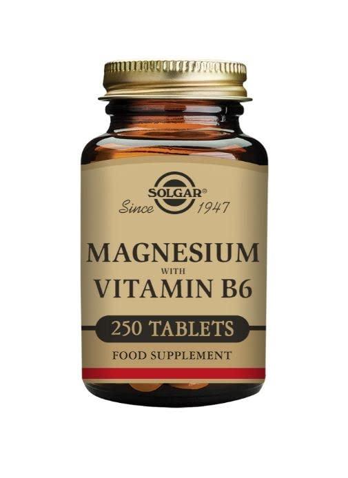 Solgar Magnesium with Vitamin B6, 250 Tablets - Promote Healthy Bone Mineralization, Support Nerve & Muscle Function, Energy Metabolism - Non-GMO, Vegan, Gluten Free, Dairy Free, Kosher - 83 Servings