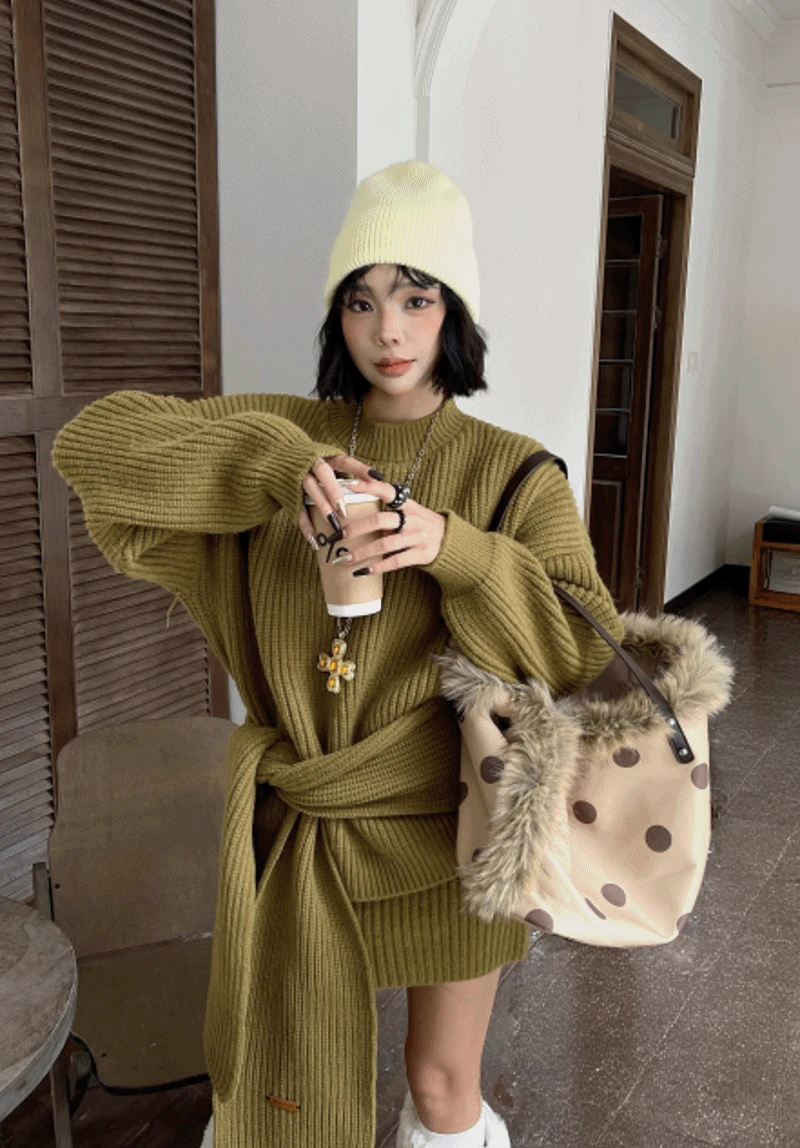 [머플러set]애즈 니트 스커트 세트(8088)