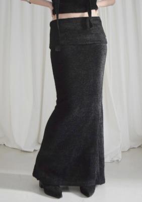 [ADELIO, HEART'S WHISPER] soft fur folding skirt, black