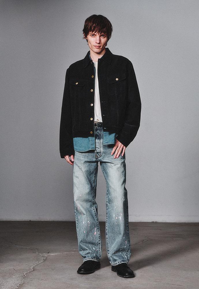 Garment Washed Corduroy Trucker_Black