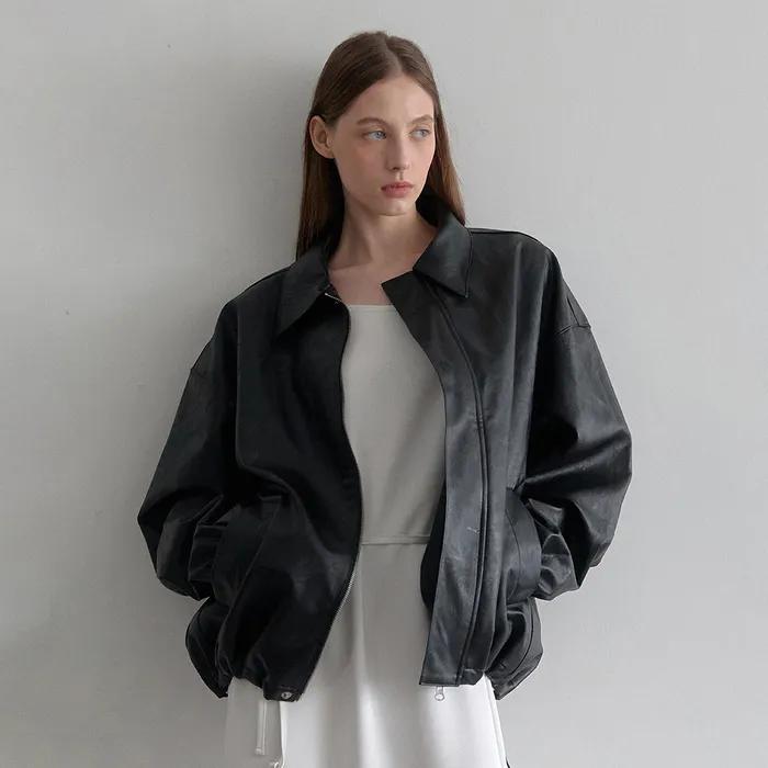 esy kara Leather Jacket_Black