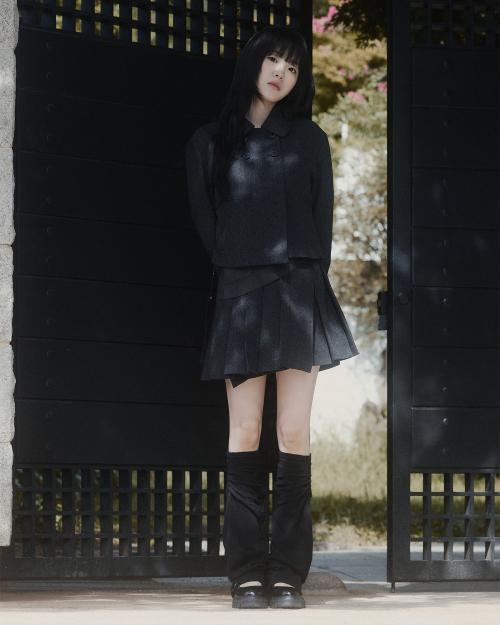 Wabi origami pleats midi skirt CHARCOAL